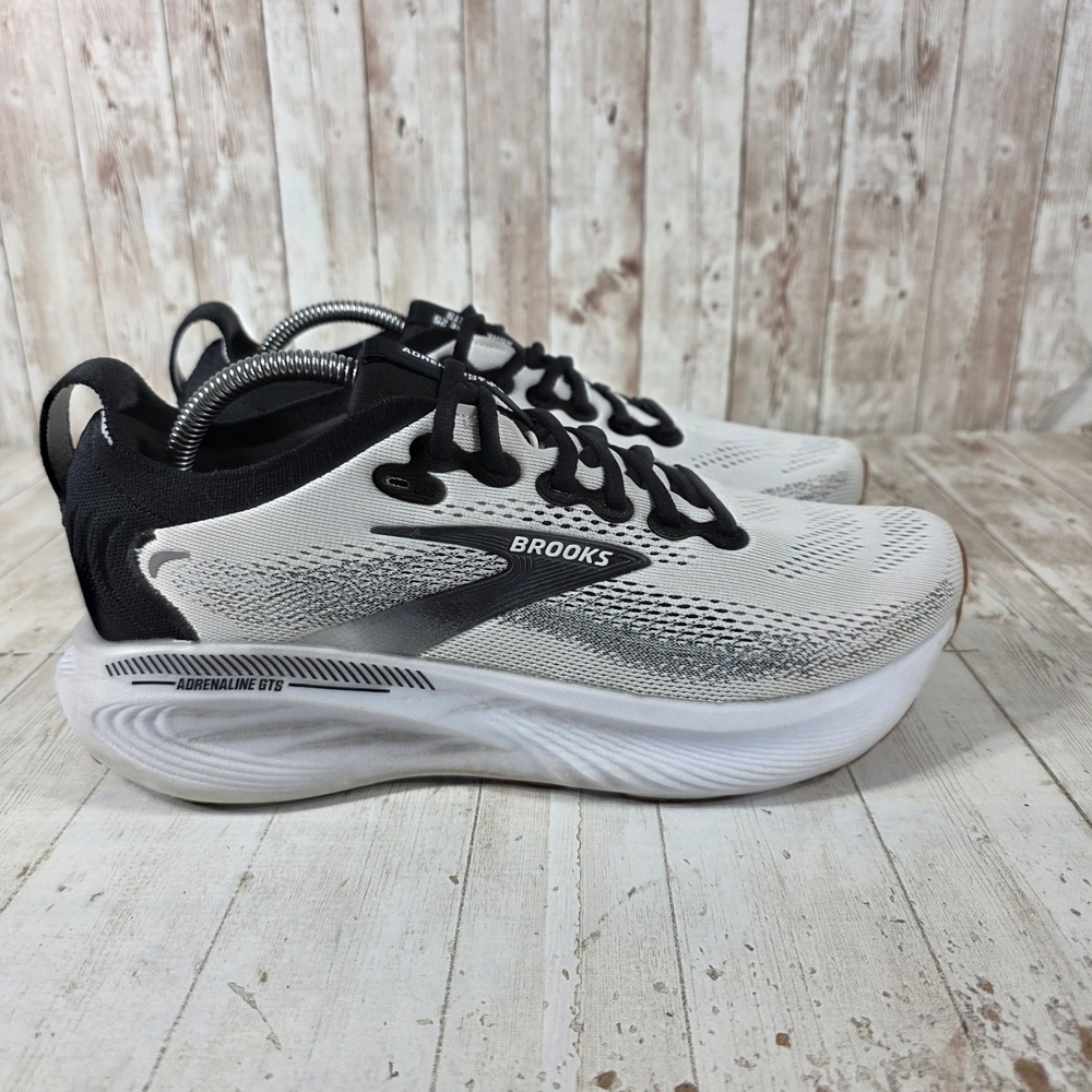 Brooks Adrenaline GTS 23 Mens 8.5 Wide 2E White Black Running Shoes 1104542E189